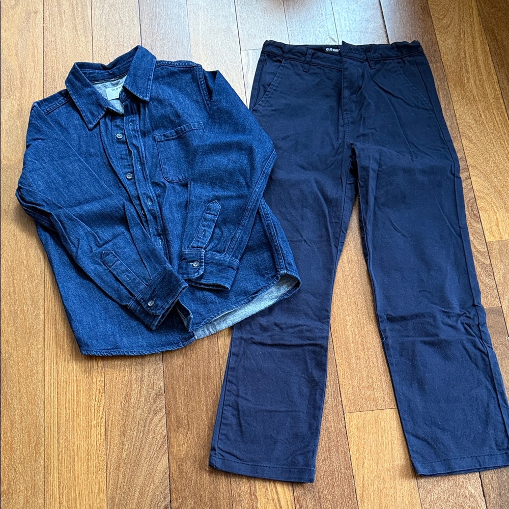 Old Navy Blue Denim Shirt and Dress Pants (10-12)
